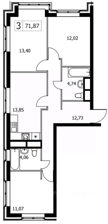 2-BD Apartment Sale, 71.87 sq. m. at Gorodskie istorii (Rasskazovka), Anny Akhmatovoy Street, Vnukovskoye Settlement, Moscow, Russia #1