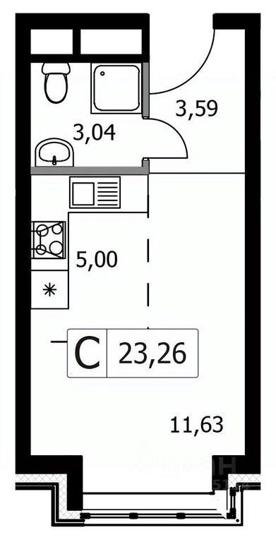 Apartment Sale, 23.26平方米 at Gorodskie istorii (Rasskazovka), Anny Akhmatovoy Street, Vnukovskoye Settlement, Moscow, Russia #1