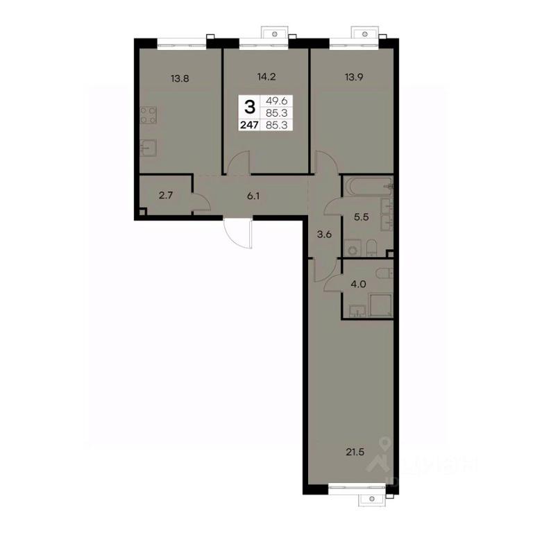 2-BD Apartment Sale, 85.3 sq. m. at Kurkino 15, Kurkinskoye Highway, 15, Moscow, Russia #2