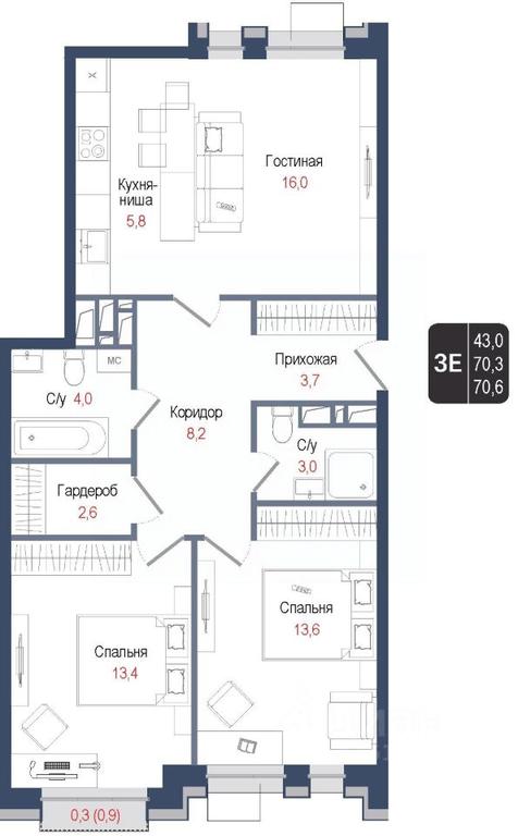 2-BD Apartment Sale, 70.3平方米 at KINOKVARTAL, Solnechnaya Street, Pervomayskiy Microdistrict, Korolyov, Moscow Region, Russia #1 2-BD Apartment Sale, 70.3平方米 at KINOKVARTAL, Solnechnaya Street, Pervomayskiy Microdistrict, Korolyov, Moscow Region, Russia #1