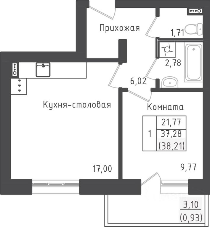 Apartment Sale, 38.21 sq. m. at Zeleny Oazis-Gorod, derevnya Rybaki, Dmitrovskiy Urban District, Moscow Region, Russia #1
