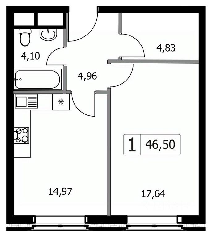 Apartment Sale, 46.5平方米 at Gorodskie istorii (Rasskazovka), Anny Akhmatovoy Street, Vnukovskoye Settlement, Moscow, Russia #1