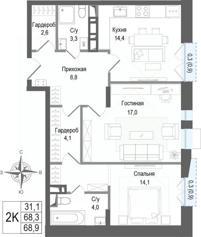 1-BD Apartment Sale, 68.3平方米 at KINOKVARTAL, Solnechnaya Street, Pervomayskiy Microdistrict, Korolyov, Moscow Region, Russia #2 1-BD Apartment Sale, 68.3平方米 at KINOKVARTAL, Solnechnaya Street, Pervomayskiy Microdistrict, Korolyov, Moscow Region, Russia #2