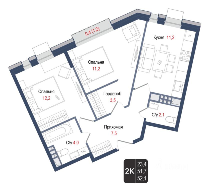1-BD Apartment Sale, 51.7 sq. m. at KINOKVARTAL, Solnechnaya Street, Pervomayskiy Microdistrict, Korolyov, Moscow Region, Russia #1 1-BD Apartment Sale, 51.7 sq. m. at KINOKVARTAL, Solnechnaya Street, Pervomayskiy Microdistrict, Korolyov, Moscow Region, Russia #1