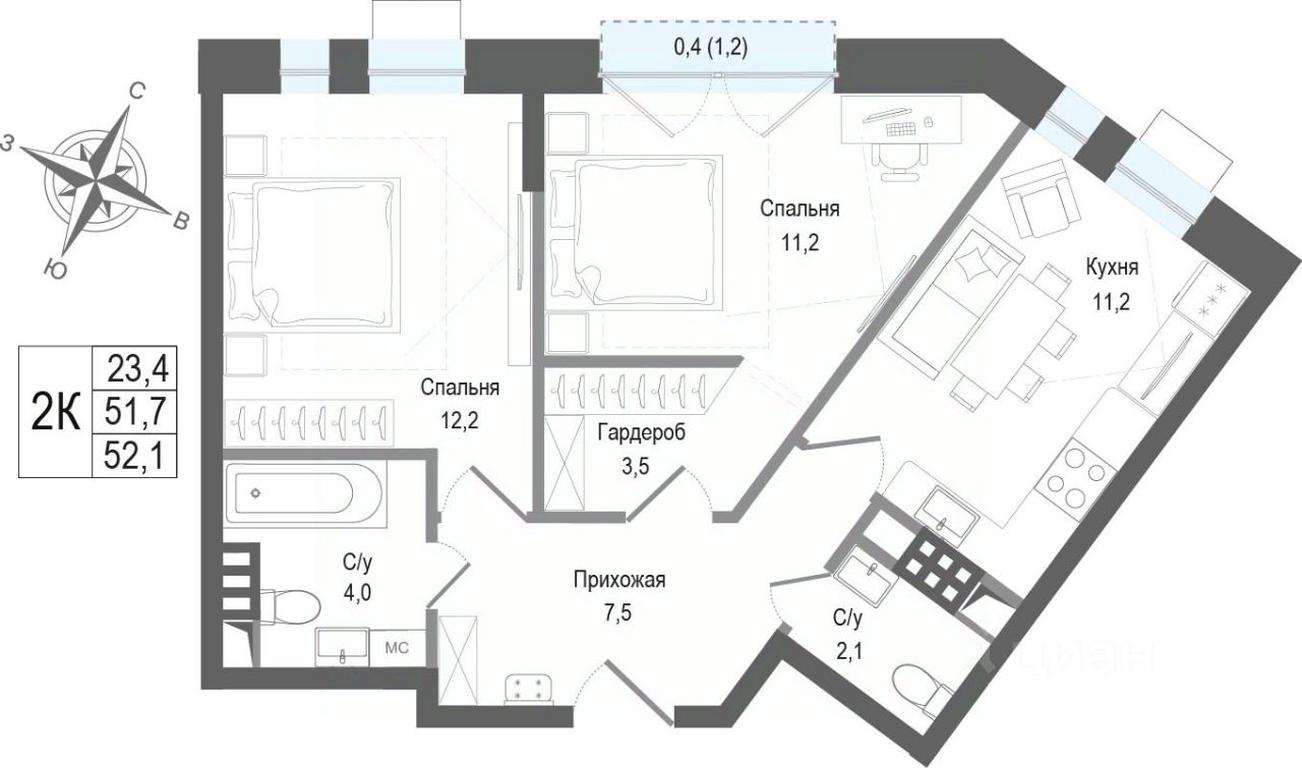 1-BD Apartment Sale, 51.7 sq. m. at KINOKVARTAL, Solnechnaya Street, Pervomayskiy Microdistrict, Korolyov, Moscow Region, Russia #2 1-BD Apartment Sale, 51.7 sq. m. at KINOKVARTAL, Solnechnaya Street, Pervomayskiy Microdistrict, Korolyov, Moscow Region, Russia #2