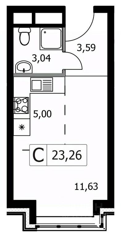 Apartment Sale, 23.26平方米 at Gorodskie istorii (Rasskazovka), Anny Akhmatovoy Street, Vnukovskoye Settlement, Moscow, Russia #1