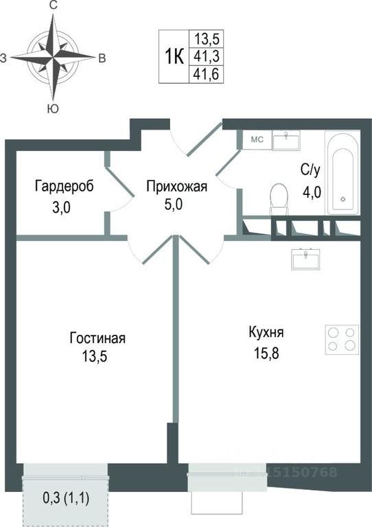 Apartment Sale, 41.3平方米 at KINOKVARTAL, Solnechnaya Street, Pervomayskiy Microdistrict, Korolyov, Moscow Region, Russia #1 Apartment Sale, 41.3平方米 at KINOKVARTAL, Solnechnaya Street, Pervomayskiy Microdistrict, Korolyov, Moscow Region, Russia #1