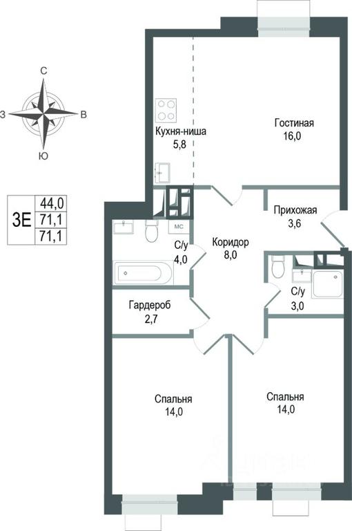 2-BD Apartment Sale, 71.1平方米 at KINOKVARTAL, Solnechnaya Street, Pervomayskiy Microdistrict, Korolyov, Moscow Region, Russia #1 2-BD Apartment Sale, 71.1平方米 at KINOKVARTAL, Solnechnaya Street, Pervomayskiy Microdistrict, Korolyov, Moscow Region, Russia #1
