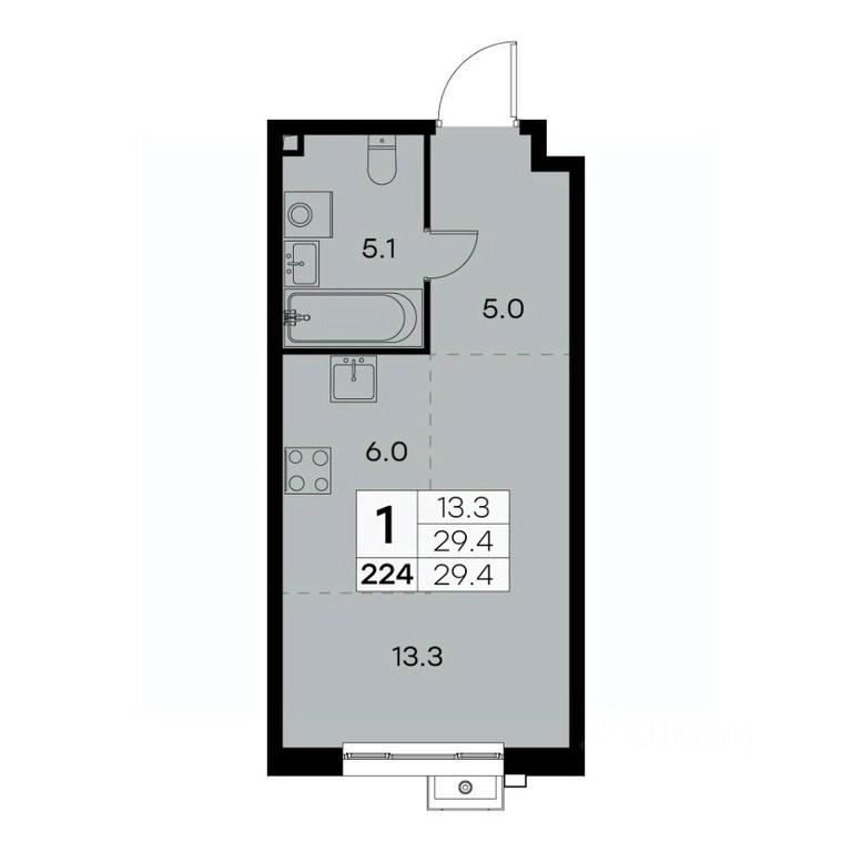 Apartment Sale, 29.4平方米 at Kurkino 15, Kurkinskoye Highway, 15, Moscow, Russia #2