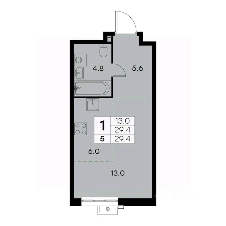 Apartment Sale, 29.4平方米 at Kurkino 15, Kurkinskoye Highway, 15, Moscow, Russia #1