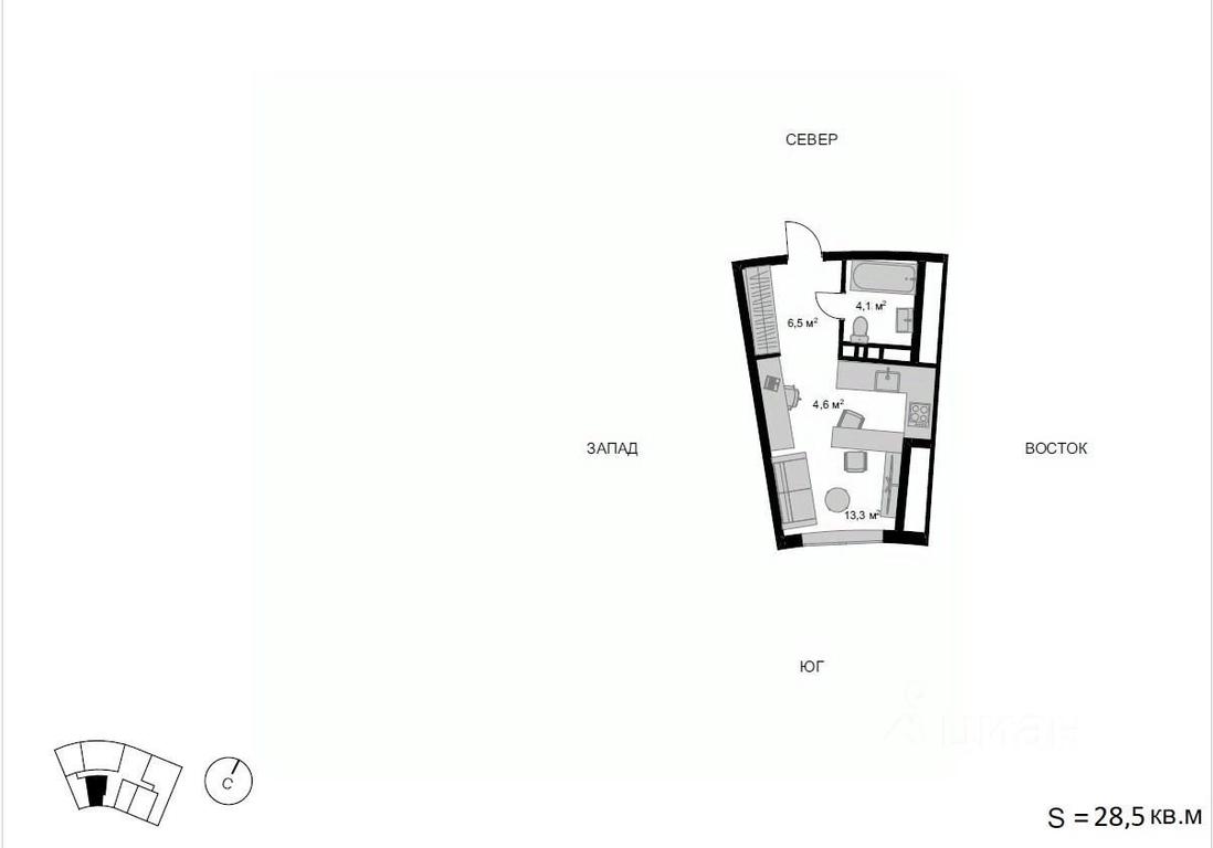 Apartment Sale, 28.5 sq. m. at Mytischi-Siti, Detskiy pereulok, Mytischi, Moscow Region, Russia #1 Apartment Sale, 28.5 sq. m. at Mytischi-Siti, Detskiy pereulok, Mytischi, Moscow Region, Russia #1
