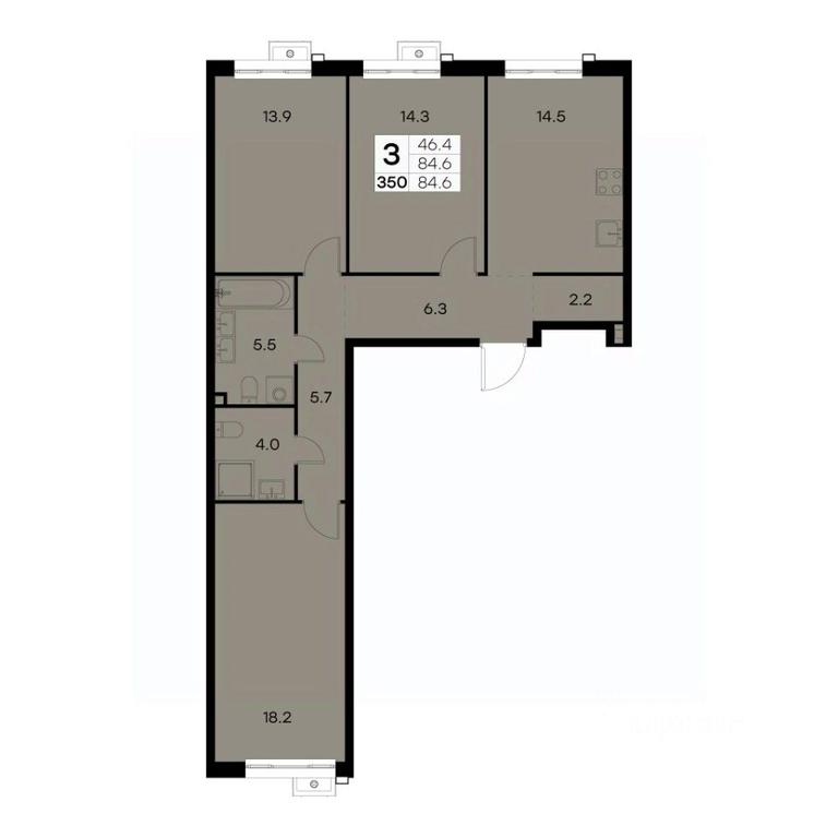 2-BD Apartment Sale, 84.6 sq. m. at Kurkino 15, Kurkinskoye Highway, 15, Moscow, Russia #2 2-BD Apartment Sale, 84.6 sq. m. at Kurkino 15, Kurkinskoye Highway, 15, Moscow, Russia #2
