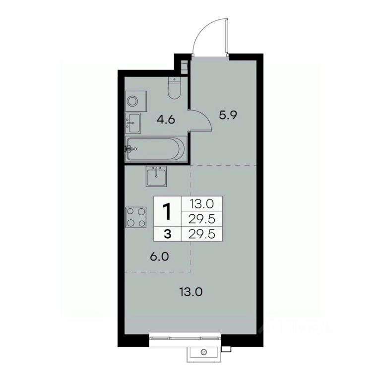 Apartment Sale, 29.5 sq. m. at Kurkino 15, Kurkinskoye Highway, 15, Moscow, Russia #1