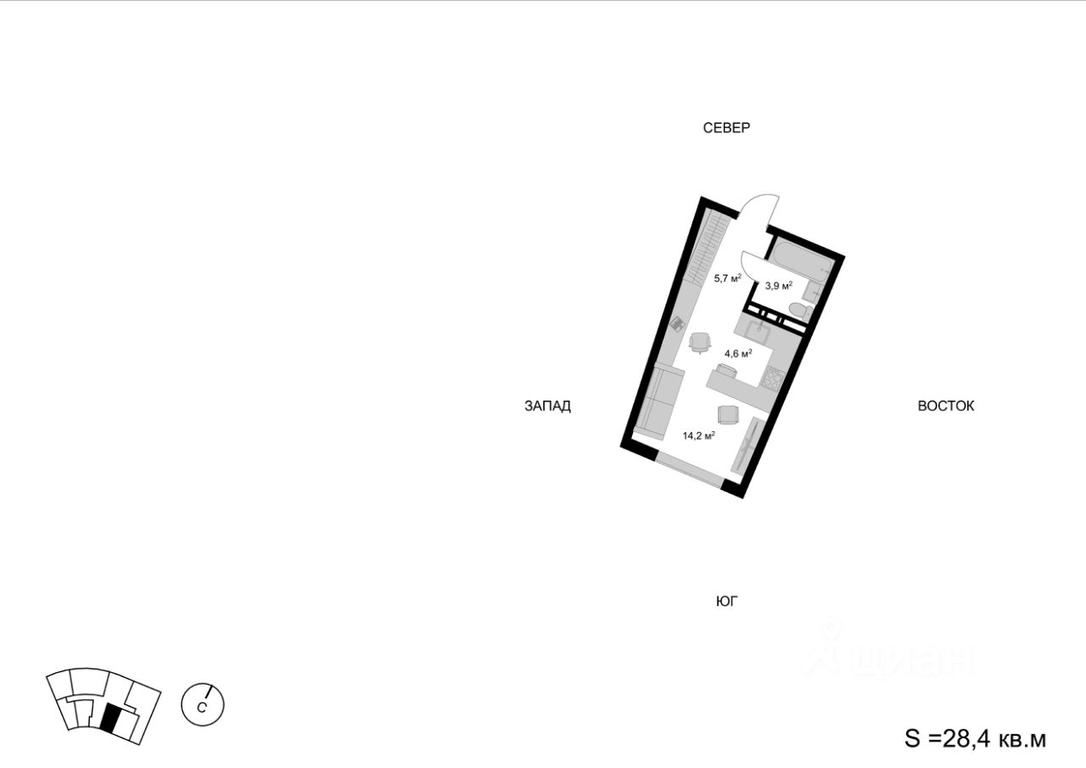 Apartment Sale, 28.4 sq. m. at Mytischi-Siti, Detskiy pereulok, Mytischi, Moscow Region, Russia #1