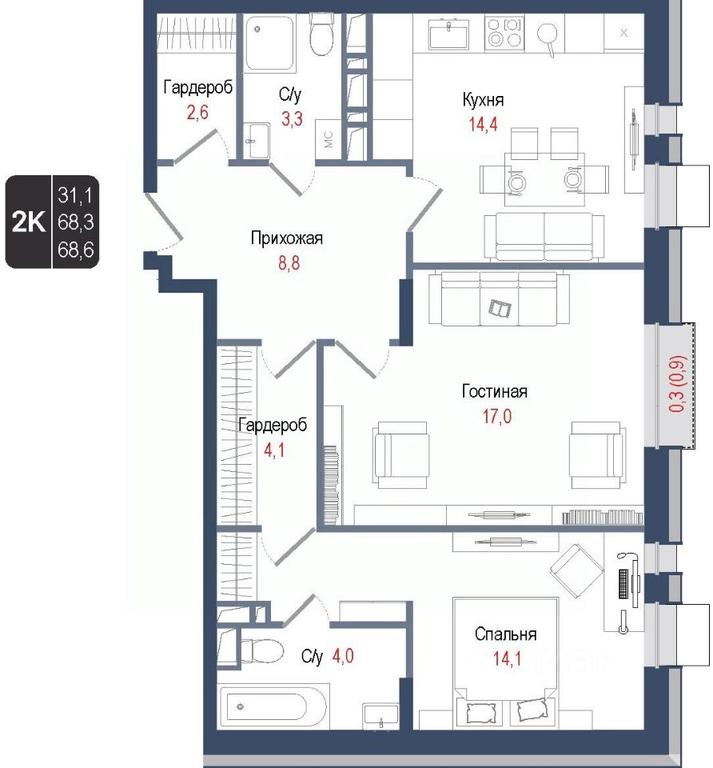 1-BD Apartment Sale, 68.3平方米 at KINOKVARTAL, Solnechnaya Street, Pervomayskiy Microdistrict, Korolyov, Moscow Region, Russia #1 1-BD Apartment Sale, 68.3平方米 at KINOKVARTAL, Solnechnaya Street, Pervomayskiy Microdistrict, Korolyov, Moscow Region, Russia #1