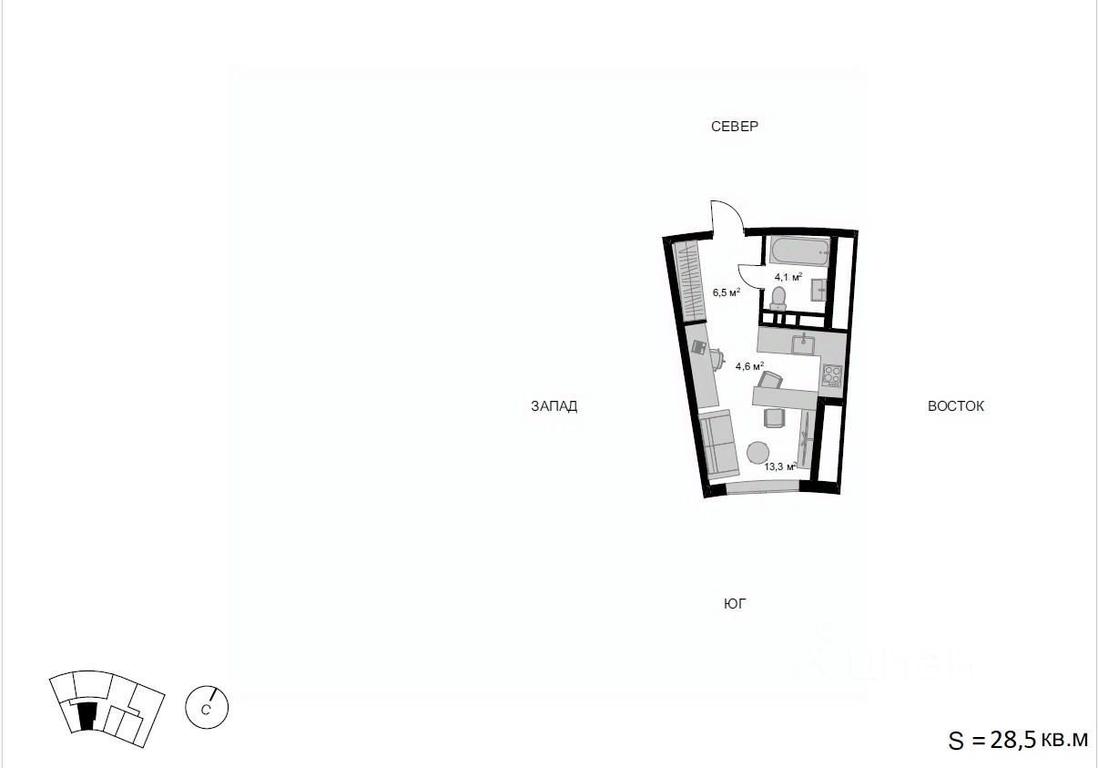 Apartment Sale, 28.5 sq. m. at Mytischi-Siti, Detskiy pereulok, Mytischi, Moscow Region, Russia #1 Apartment Sale, 28.5 sq. m. at Mytischi-Siti, Detskiy pereulok, Mytischi, Moscow Region, Russia #1