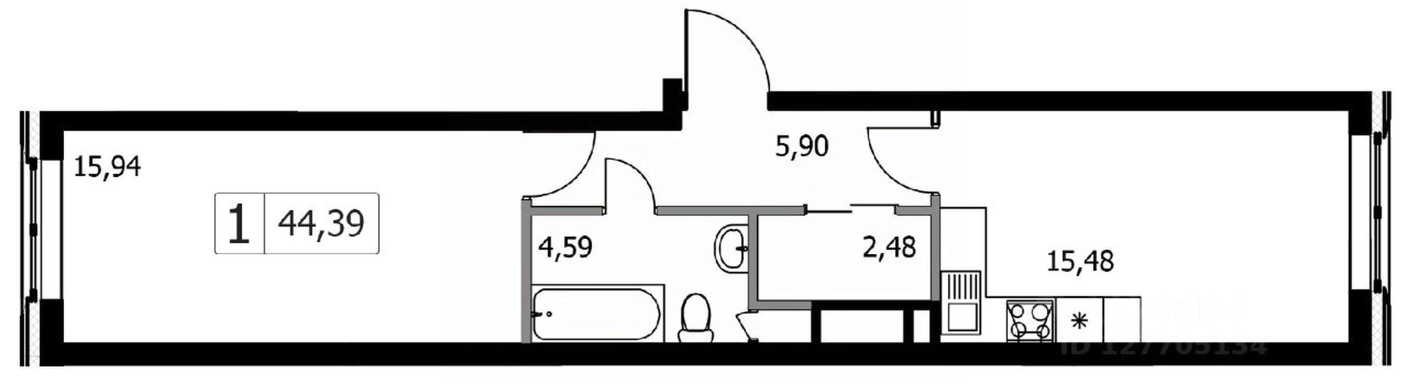 Apartment Sale, 44.39平方米 at Gorodskie istorii (Rasskazovka), Anny Akhmatovoy Street, Vnukovskoye Settlement, Moscow, Russia #1