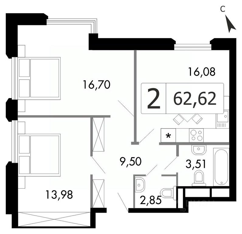 1-BD Apartment Sale, 62.5 sq. m. at Gorodskie istorii (Rasskazovka), Anny Akhmatovoy Street, Vnukovskoye Settlement, Moscow, Russia #1