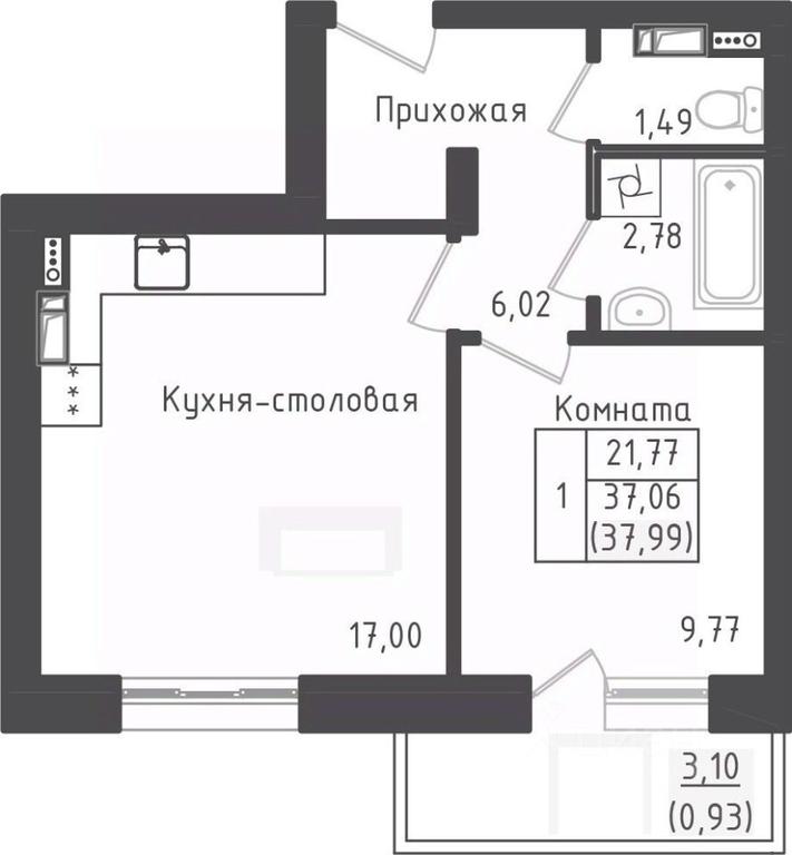 Apartment Sale, 37.99 sq. m. at Zeleny Oazis-Gorod, derevnya Rybaki, Dmitrovskiy Urban District, Moscow Region, Russia #1