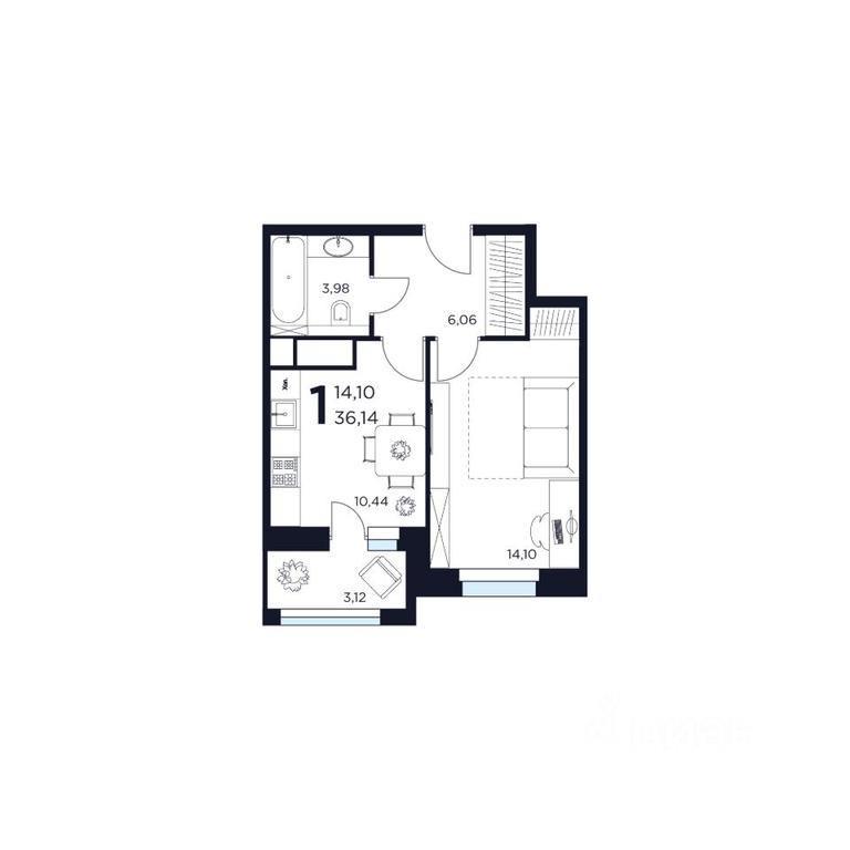 Apartment Sale, 36.14 sq. m. at VOSTOK II, Germana Titova Street, 2, Khimki, Moscow Region, Russia #1