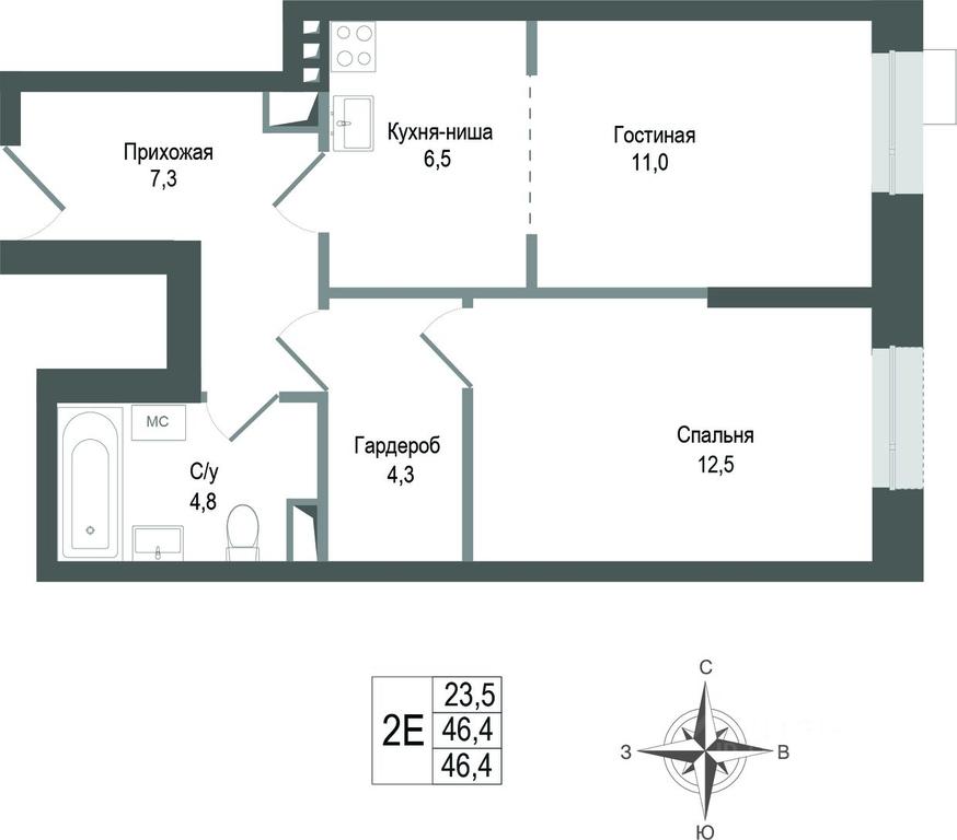 1-BD Apartment Sale, 46.4 sq. m. at KINOKVARTAL, Solnechnaya Street, Pervomayskiy Microdistrict, Korolyov, Moscow Region, Russia #1 1-BD Apartment Sale, 46.4 sq. m. at KINOKVARTAL, Solnechnaya Street, Pervomayskiy Microdistrict, Korolyov, Moscow Region, Russia #1