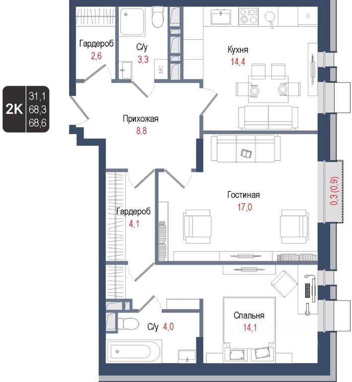 1-BD Apartment Sale, 68.3平方米 at KINOKVARTAL, Solnechnaya Street, Pervomayskiy Microdistrict, Korolyov, Moscow Region, Russia #1 1-BD Apartment Sale, 68.3平方米 at KINOKVARTAL, Solnechnaya Street, Pervomayskiy Microdistrict, Korolyov, Moscow Region, Russia #1