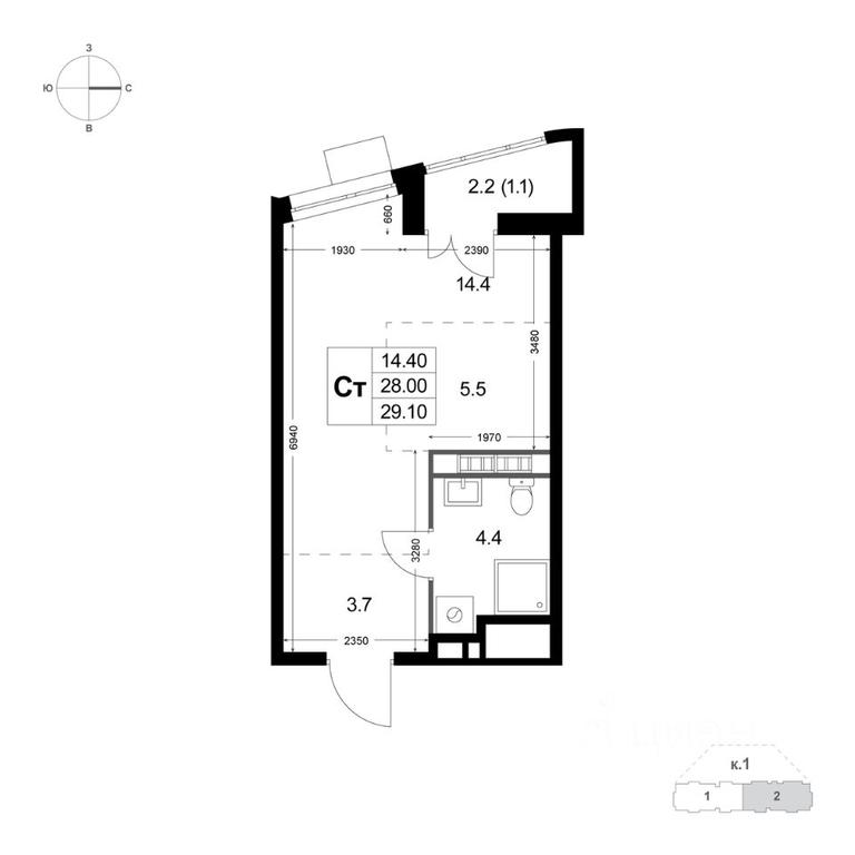 Apartment Sale, 29.1平方米 at Legenda Korenyovo, ulitsa Lorkha, dachny posyolok Kraskovo, Lubertsy City District, Moscow Region, Russia #1