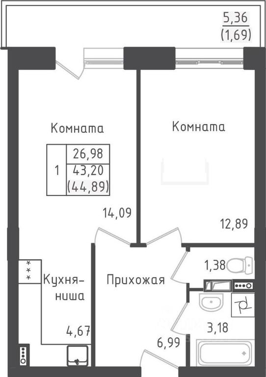 Apartment Sale, 44.89平方米 at Zeleny Oazis-Gorod, derevnya Rybaki, Dmitrovskiy Urban District, Moscow Region, Russia #1 Apartment Sale, 44.89平方米 at Zeleny Oazis-Gorod, derevnya Rybaki, Dmitrovskiy Urban District, Moscow Region, Russia #1