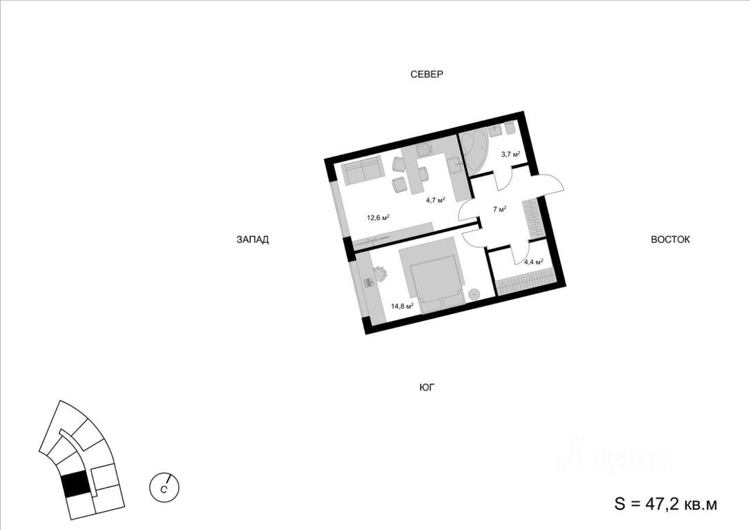 1-BD Apartment Sale, 47.2平方米 at Mytischi-Siti, Detskiy pereulok, Mytischi, Moscow Region, Russia #1 1-BD Apartment Sale, 47.2平方米 at Mytischi-Siti, Detskiy pereulok, Mytischi, Moscow Region, Russia #1