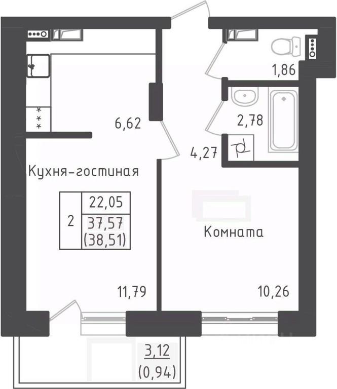 Apartment Sale, 38.51 sq. m. at Zeleny Oazis-Gorod, derevnya Rybaki, Dmitrovskiy Urban District, Moscow Region, Russia #1