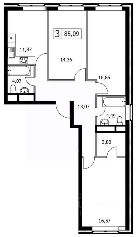 2-BD Apartment Sale, 85.09 sq. m. at Gorodskie istorii (Rasskazovka), Anny Akhmatovoy Street, Vnukovskoye Settlement, Moscow, Russia #1