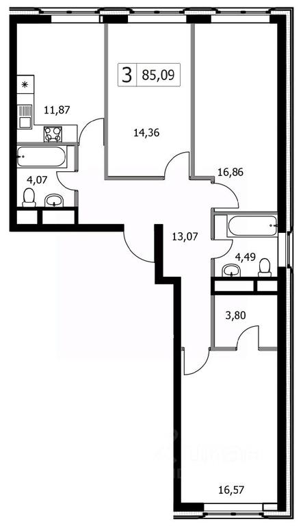 2-BD Apartment Sale, 85.09 sq. m. at Gorodskie istorii (Rasskazovka), Anny Akhmatovoy Street, Vnukovskoye Settlement, Moscow, Russia #1