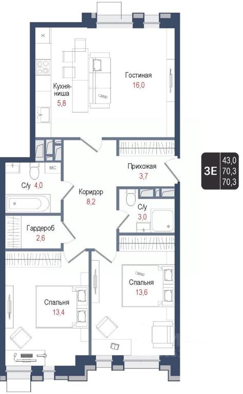 2-BD Apartment Sale, 70.3 sq. m. at KINOKVARTAL, Solnechnaya Street, Pervomayskiy Microdistrict, Korolyov, Moscow Region, Russia #1 2-BD Apartment Sale, 70.3 sq. m. at KINOKVARTAL, Solnechnaya Street, Pervomayskiy Microdistrict, Korolyov, Moscow Region, Russia #1