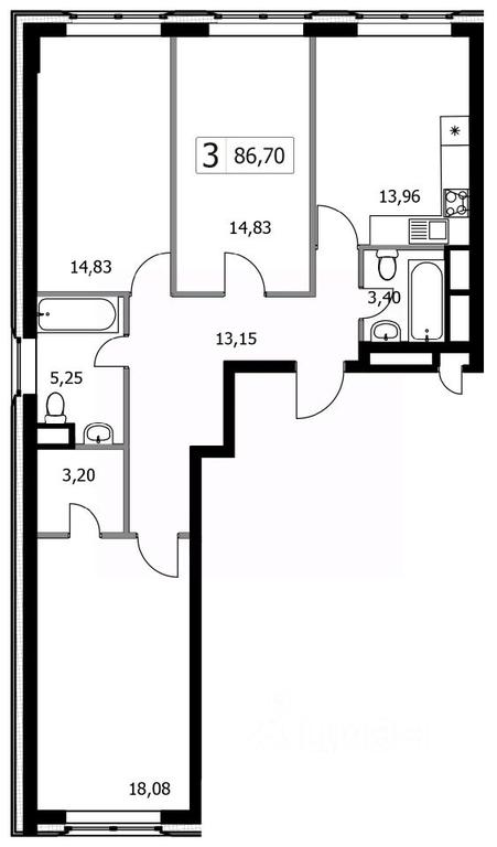 2-BD Apartment Sale, 86.7 sq. m. at Gorodskie istorii (Rasskazovka), Anny Akhmatovoy Street, Vnukovskoye Settlement, Moscow, Russia #1