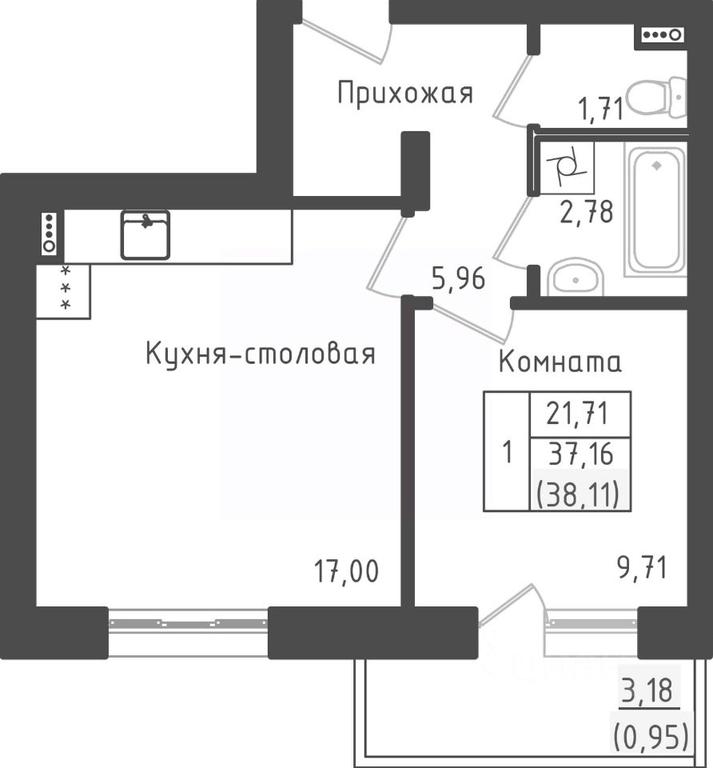 Apartment Sale, 38.11 sq. m. at Zeleny Oazis-Gorod, derevnya Rybaki, Dmitrovskiy Urban District, Moscow Region, Russia #1
