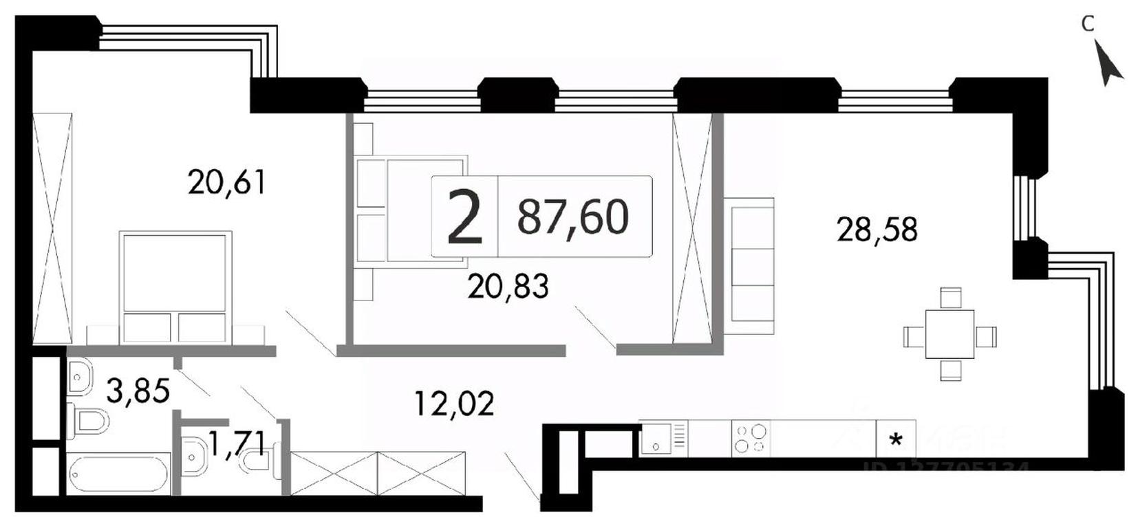 1-BD Apartment Sale, 86.2 sq. m. at Gorodskie istorii (Rasskazovka), Anny Akhmatovoy Street, Vnukovskoye Settlement, Moscow, Russia #1