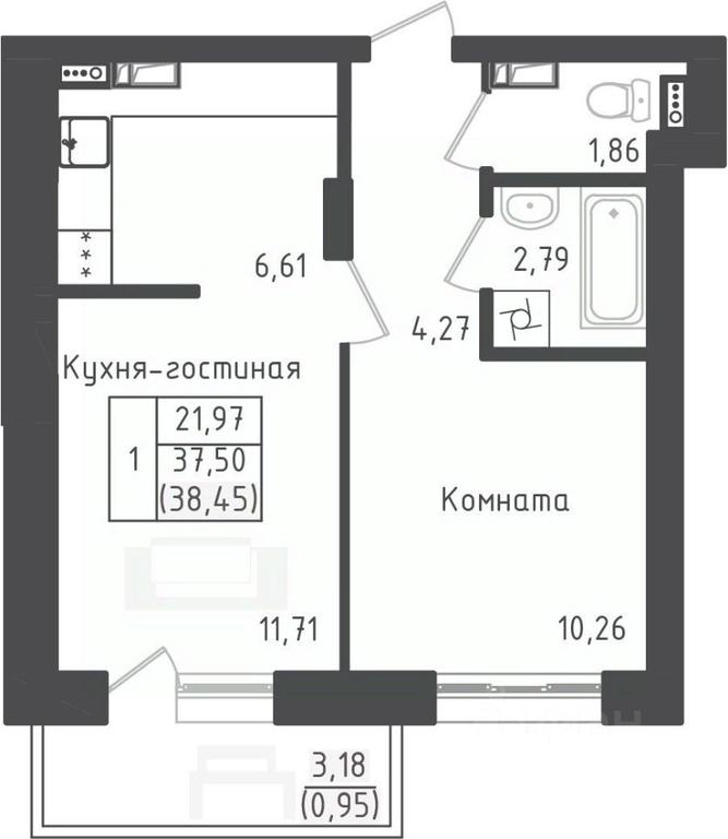 Apartment Sale, 38.45 sq. m. at Zeleny Oazis-Gorod, derevnya Rybaki, Dmitrovskiy Urban District, Moscow Region, Russia #1