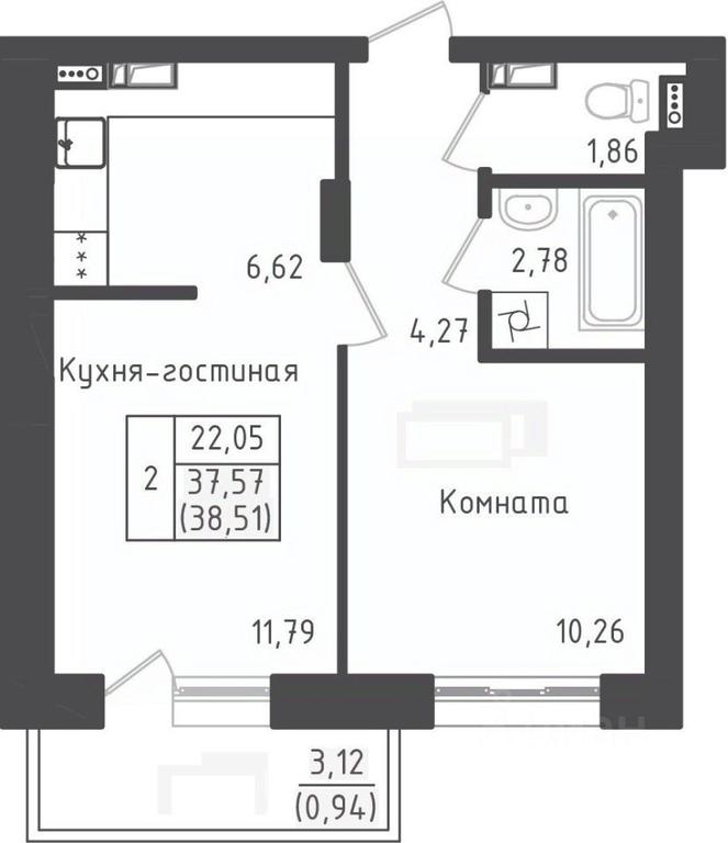 Apartment Sale, 38.51 sq. m. at Zeleny Oazis-Gorod, derevnya Rybaki, Dmitrovskiy Urban District, Moscow Region, Russia #1