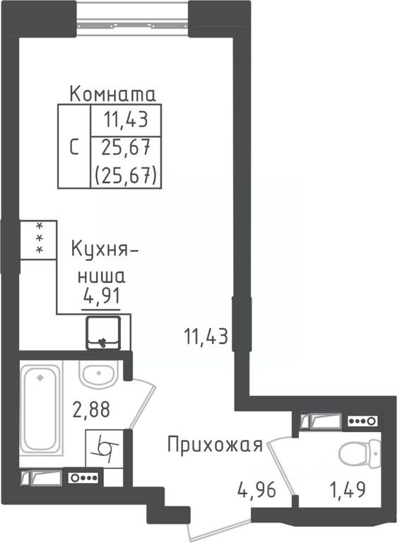 Apartment Sale, 25.67 sq. m. at Zeleny Oazis-Gorod, derevnya Rybaki, Dmitrovskiy Urban District, Moscow Region, Russia #1