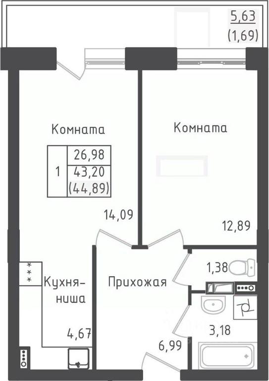 Apartment Sale, 44.89平方米 at Zeleny Oazis-Gorod, derevnya Rybaki, Dmitrovskiy Urban District, Moscow Region, Russia #1 Apartment Sale, 44.89平方米 at Zeleny Oazis-Gorod, derevnya Rybaki, Dmitrovskiy Urban District, Moscow Region, Russia #1