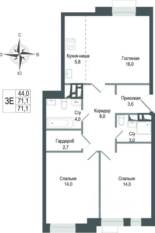 2-BD Apartment Sale, 71.1平方米 at KINOKVARTAL, Solnechnaya Street, Pervomayskiy Microdistrict, Korolyov, Moscow Region, Russia #1 2-BD Apartment Sale, 71.1平方米 at KINOKVARTAL, Solnechnaya Street, Pervomayskiy Microdistrict, Korolyov, Moscow Region, Russia #1