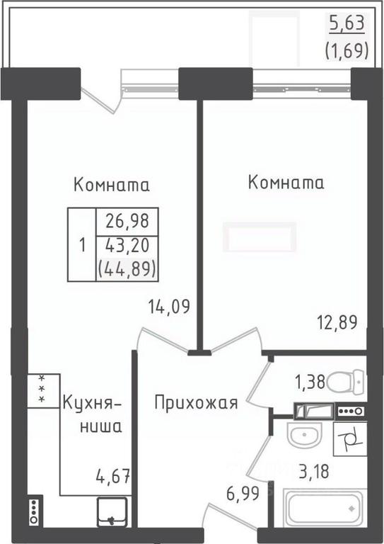 Apartment Sale, 44.89平方米 at Zeleny Oazis-Gorod, derevnya Rybaki, Dmitrovskiy Urban District, Moscow Region, Russia #1 Apartment Sale, 44.89平方米 at Zeleny Oazis-Gorod, derevnya Rybaki, Dmitrovskiy Urban District, Moscow Region, Russia #1