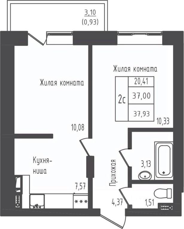Apartment Sale, 37.93平方米 at Zeleny Oazis-Gorod, derevnya Rybaki, Dmitrovskiy Urban District, Moscow Region, Russia #1
