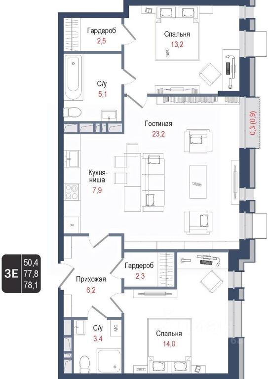 2-BD Apartment Sale, 77.8平方米 at KINOKVARTAL, Solnechnaya Street, Pervomayskiy Microdistrict, Korolyov, Moscow Region, Russia #1 2-BD Apartment Sale, 77.8平方米 at KINOKVARTAL, Solnechnaya Street, Pervomayskiy Microdistrict, Korolyov, Moscow Region, Russia #1