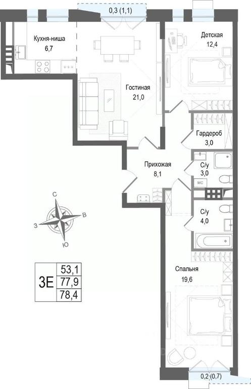 2-BD Apartment Sale, 77.9 sq. m. at KINOKVARTAL, Solnechnaya Street, Pervomayskiy Microdistrict, Korolyov, Moscow Region, Russia #2 2-BD Apartment Sale, 77.9 sq. m. at KINOKVARTAL, Solnechnaya Street, Pervomayskiy Microdistrict, Korolyov, Moscow Region, Russia #2