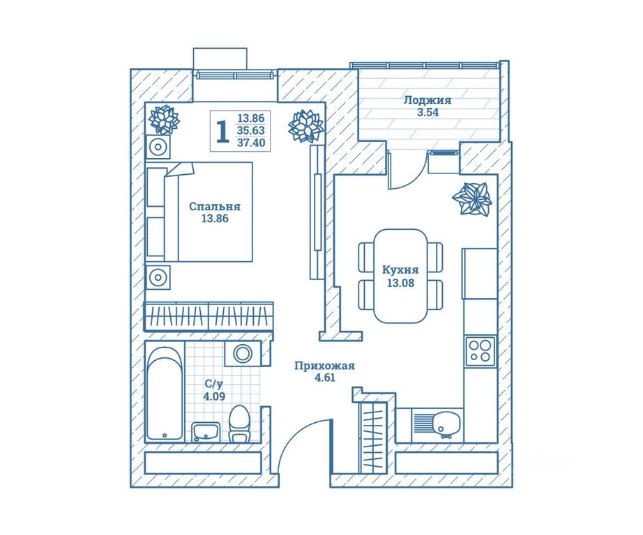 Apartment Sale, 37.7平方米 at Novograd Monino, ulitsa Alksnisa, rabochiy posyolok Monino, Shchyolkovo Urban District, Moscow Region, Russia #1