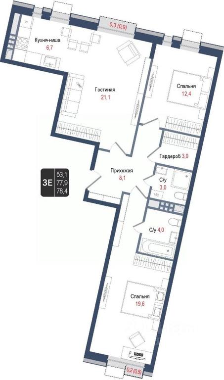 2-BD Apartment Sale, 77.9 sq. m. at KINOKVARTAL, Solnechnaya Street, Pervomayskiy Microdistrict, Korolyov, Moscow Region, Russia #1 2-BD Apartment Sale, 77.9 sq. m. at KINOKVARTAL, Solnechnaya Street, Pervomayskiy Microdistrict, Korolyov, Moscow Region, Russia #1