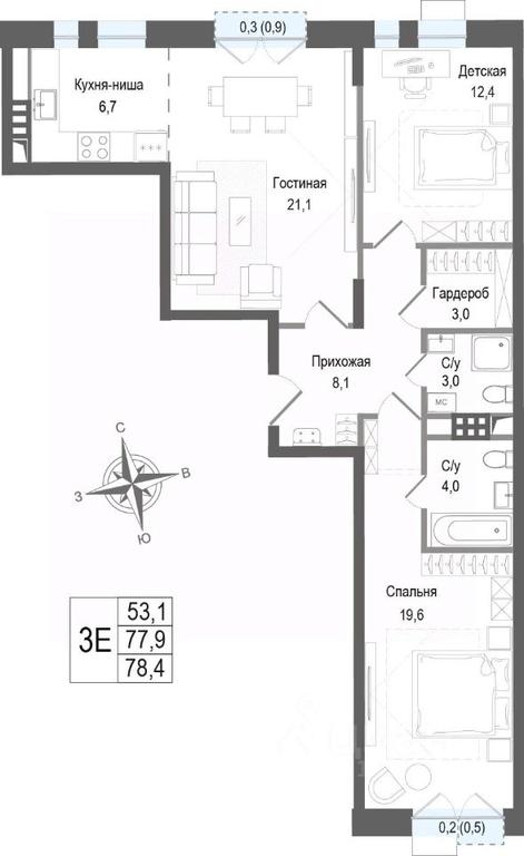2-BD Apartment Sale, 77.9 sq. m. at KINOKVARTAL, Solnechnaya Street, Pervomayskiy Microdistrict, Korolyov, Moscow Region, Russia #2 2-BD Apartment Sale, 77.9 sq. m. at KINOKVARTAL, Solnechnaya Street, Pervomayskiy Microdistrict, Korolyov, Moscow Region, Russia #2