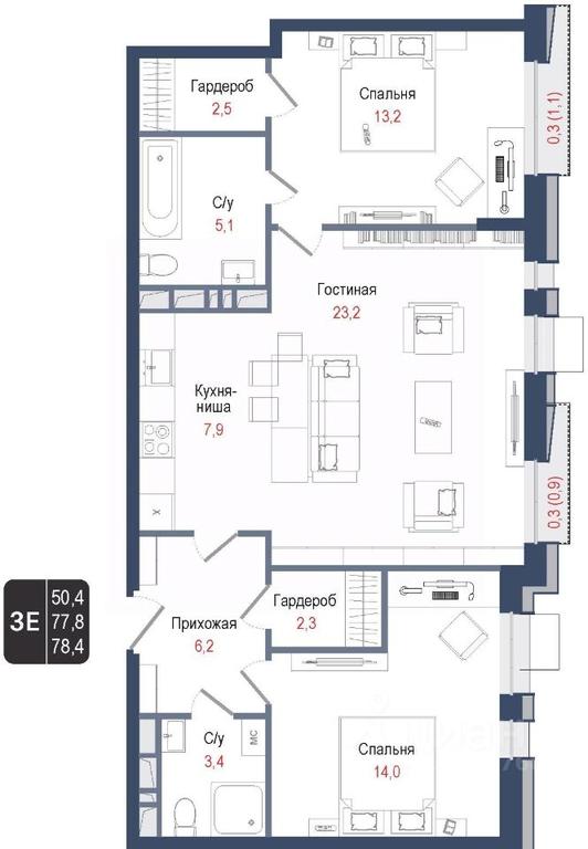 2-BD Apartment Sale, 77.8 sq. m. at KINOKVARTAL, Solnechnaya Street, Pervomayskiy Microdistrict, Korolyov, Moscow Region, Russia #1 2-BD Apartment Sale, 77.8 sq. m. at KINOKVARTAL, Solnechnaya Street, Pervomayskiy Microdistrict, Korolyov, Moscow Region, Russia #1