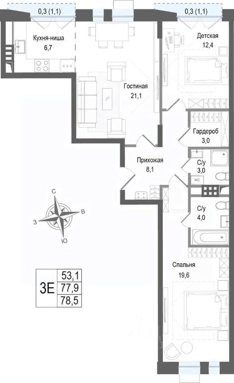 2-BD Apartment Sale, 77.9 sq. m. at KINOKVARTAL, Solnechnaya Street, Pervomayskiy Microdistrict, Korolyov, Moscow Region, Russia #2 2-BD Apartment Sale, 77.9 sq. m. at KINOKVARTAL, Solnechnaya Street, Pervomayskiy Microdistrict, Korolyov, Moscow Region, Russia #2
